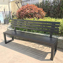 E Stool Terrace Park Garden Bench Leisure Bench Outdoor 2-3 seat Bench Metal Lounge Chair Patio Furniture Weather-Resistant Porch Chair for Deck/Entrance Wrought Iron Furniture (Black Backrest 47in)