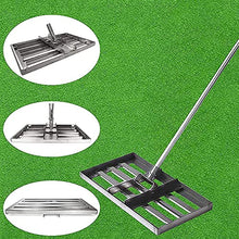 Aikimfuly Turf Rake Grass Rake Lawn Leveling Rake, Adjustable Garden Rake 47" Lightweight Steel Handle, Suit for Garden Backyard Golf/Lawn