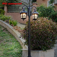 iumLeap 265Cm 2-Head Outdoor Lamp Post Light Apillar Post Light Garden Path Pillar Lamp Ip65 Waterproof Street Light Glass Lantern Courtyard Bollard Path Lamp Pathlighting Po(230cm)