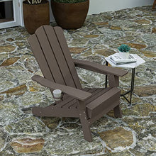 Merrick Lane Nassau Adirondack Chairs Set of 4 with Cup Holders Weather Resistant Brown