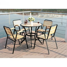 Balcony Table and Chair Set Outdoor Solid Wood Garden Furniture Sets Modern Patio Balcony Wrought Iron Outdoor Furniture Sets Cafe Leisure Table and Chairs Bistro Table Set ( Color : H 4 chairs 1 tabl