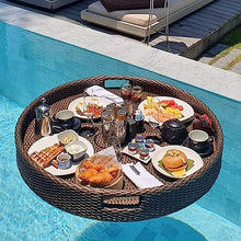 ERoomQ Floating Tray,Water Surface Floating Disc,Floating Serving Tray Table Round with Handles,Swimming Pool Floats for Adults for Food Hot Tub Breakfast,60Cm