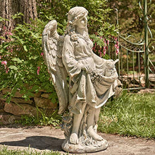 Zaer Ltd. Large Magnesium Angel Statues (Outdoor Safe) (37”T Standing with a Dress Birdbath Mary)