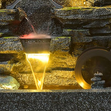 77-Inch Cement and Concrete Water Fountain with LED Lights Indoor,Outdoor Decoration,Garden,Balcony, Housewarming Gift,Door to Door(A)