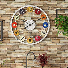 Outdoor Garden Wall Clock, Large Creative Simple Garden Wall Clock Silent Antique Wrought Iron Outdoor Clock Round Metal Clock for Indoor Walls Garden