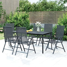 Heofavd Modern Garden Dining Set Anthracite Steel 7-Piece Patio Furniture Set with Foldable Reclining Chairs 65"x31.5" Outdoor Dining Table for Backyard Balcony and Terrace