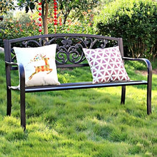 Vzhrvd Metal Benche, Park Bench, Patio Bench with Backrest and Armrests Metal Garden Bench for Park, Yard, Front Porch, Path, Lawn Decor
