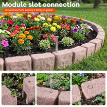 No Dig Landscape Edging, Faux Stone Edging Garden Border for Lawn & Flower Bed, Flexible Plastic Garden Edging Border, 12 Pack 6 Blocks with 24 Spikes Included, 46.85" L x 3.82" W x 6.1" H, Beige