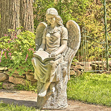 Zaer Ltd. Large Magnesium Angel Statues (Outdoor Safe) (46”T Sitting Reading Book Dina)