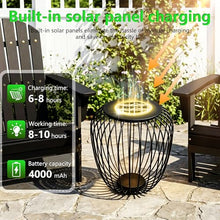 MIUWLXT 18" Outdoor Solar Side Table,Black Metal Material with Remote