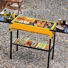 Foldable Portable Charcoal Grill with Adjustable Height & Side Table - Perfect for Camping, Gardens, Beach Parties & Picnics - Compact BBQ Grill for Outdoor Cooking