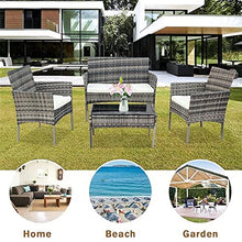 DUYHBAWRS Three Colors Patio Furniture Set Outdoor Living Room Balcony Rattan Four-Piece-Brown(D)
