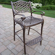 Oakland Living Elite Mississippi Bar Set with Table, Cushioned Stools, Umbrella & Stand Antique Bronze