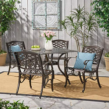 Christopher Knight Home Hallandale Outdoor Sarasota 5-Piece Cast Aluminum Dining Set Hammered Bronze