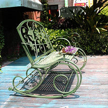 ERoomQ Outdoor Garden Bench,Outdoor Bench Patio Bench, 41-inch Antique Courtyard Rocking Chair, Cast Iron Metal Frame Garden Furniture Rocking Chair