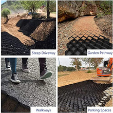 KASOI 60M² Geogrid for Gravel/Lane/Retaining Wall, Soil Stabilization Geogrid-Holding The Gravel/Soil in Place, Permeable Geocell for Subgrade Work