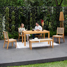 Cambridge Casual Paxton Wood 6-Piece Outdoor Dining Set Natural Teak/All-Weather Wicker Configuration 8 - 6 Seater