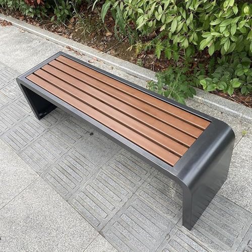 Sunyongfly Outdoor Garden Bench, Stainless Steel Bench,Park Bench,Wooden seat, for Squares, Parks, and Residential Areas(Size:120cm)