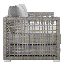 Modway Aura Wicker Rattan Outdoor Patio 52" Loveseat with Cushions in Gray Gray