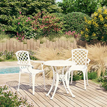 HKTMGDNG 3-Piece White Cast Aluminum Bistro Set with Umbrella Hole