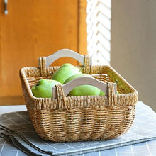 AFPSDLFJDLS Picnic Basket with Handle Camping Willow Weaving Storage Hamper Outdoor Fruit Holder