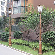 Lights Outdoor Stripe Glass High Pole Light Lantern E27 Retro IP55 Waterproof Outdoor Street Post Light Lawn Garden Metal Aluminum Pillar Light Park Path Lighting Column Lamp Stadium (Color : Black)