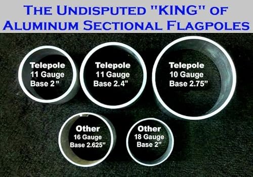 Telepole Manufacturing Inc 7000-T8 Aluminum 23' Sectional Flagpole with Accessories Silver