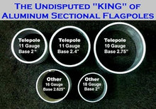 Telepole 17' Sectional Flagpole with 266 LED Solar Light, 2.4" Base Diameter, 7000-T8 Aluminum, 15 Year Warranty, Made in USA