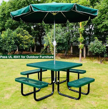 LifeYard Heavy Duty 46" Steel Square Picnic Table,Expanded, Metal Outdoor Table (Green)