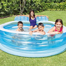Paddling Pool Round Inflatable Pool, Durable Folding Blow Up Pool with Seat and Backrest, Summer Water Games Center Inflatable Swimming Pool Inflatable Swimming Pool