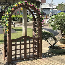 MELPHI Wooden Garden Arch, Outdoor Garden Arch with Double Gate, Garden Arbor for Various Climbing Plant, Outdoor Garden Lawn