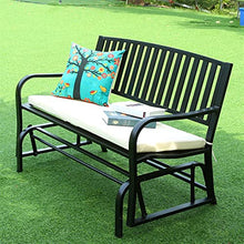 Garden Benches Black Garden Bench Outdoor Wrought Iron Rocking Chair Patio Rocking Chair for 2 Persons, Porch Bench Garden Leisure Furniture Patio Seating