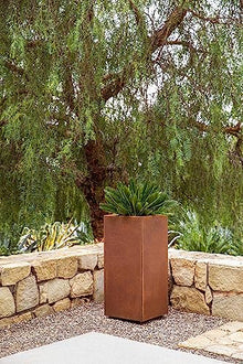 Veradek Corten Steel Series Pedestal Planter - Tall Corten Steel Planter for Outdoor Porch/Patio | Naturally Rusting Steel for All-Weather Use | Modern Rustic Décor for Tall Plants, Trees, Flowers