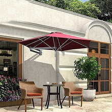 RWGOVLU Outdoor Patio Umbrellas Outdoor Round Wall Mounted Parasol, Patio Garden Balcony Yard Umbrella, Tilting Sunshade Wall Umbrella with Aluminium Frame, 7.2ft/2.2m, Wine Red