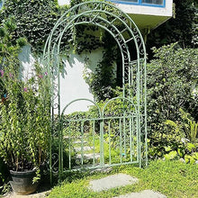 MELPHI Garden Arbor with Gate, Metal Garden Arch with Trellis for Climbing Plants, Roses, Vines, Outdoor Garden Archway for Wedding Bridal Party Decoration Ceremony (Color : Green)