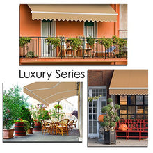ADVANING MA0806-A100H2 Luxury Series, Premium Quality Retractable Patio Awning, 100% Solution Dyed European Acrylic Fabric Easy UV Sunshade with Manual Hand Crank, 8' x 6', Khaki