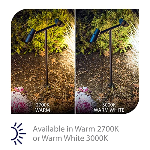 WAC Lighting Accent Stem LED 12V Path and Area Double Light 3000K Warm White Solid Brass Coated in Bronze