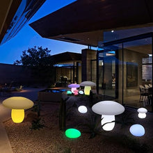 OUFULA New Mushroom Lawn Lamps White RGB Night Light Rechargeable Waterproof IP65 for Garden Decoration (Style A (D66cm))
