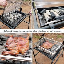 Flip Grill for BBQ,360° Rotating Charcoal Grills with Storage Tray,Reversible Stainless Steel Grill Net,Drawer Charcoal Basin,Universal Moving Wheels,Grill Oysters,Whole Chicken,Fish