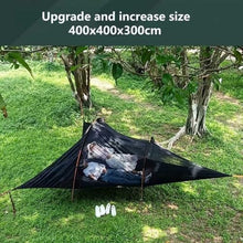 Outdoor Camping Hammock Tent, Large Triangle Hammocks for 1-3 Persons-Portable Camping Mosquito Net for Outside, Hiking Travel(Military Green)