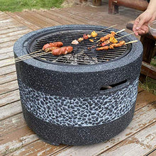 Fire Pit with Grill Shelf Garden Patio Heater//Ice Pit Fashionable and Artistic Magnesium Oxide Base Used for Outdoor Garden Barbecue Camping (Grey)