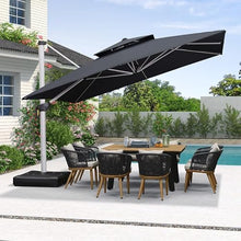 OROTLECT 12ft Cantilever Patio Umbrella with Push Button Tilt Offset Hanging Umbrella with Crank Lift Gray Polyester Canopy for Garden Deck Poolside Outdoor