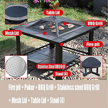 Outdoor Fire Pit Garden Wood-Burning Brazier Barbecue Table, Outdoor Backyard Square Metal Fireplace, Poker Table Cover with Sparkle Screen Cover, 79cm/29.9" (Color : Kit-2) (Kit 3)