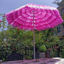 ARGENTFLUX 6.5ft/2m Round Beach Umbrella Outdoor Garden Parasol Patio Umbrella Tilting Polyester 8 Ribs Sun Shade(Rose)