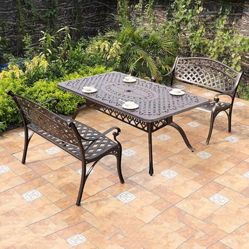 ERoomQ Outdoor GThe Bench,40-inch Patio GThe Bench Outdoor Metal Double seat, Cast Aluminum Frame Rose Antique Finish Park Chair