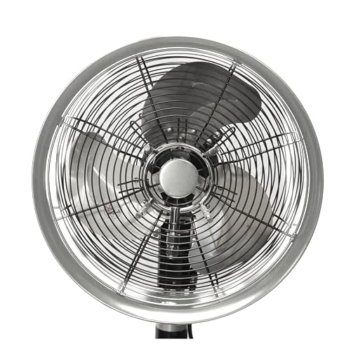 14" Oscillating Misting Fan With 4 Nozzle Mist Ring - Stainless Steel