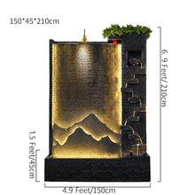 Large Outdoor Cement Water Fountain with LED Lights, Modern Garden Waterfall Feature for Patio, Courtyard, Backyard, Landscape, Commercial Decorationm10FT 2-Piece Set(#B)