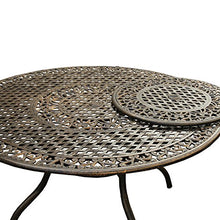 Oakland Living Ornate Traditional Outdoor Mesh Lattice Aluminum 59 inch Bronze Round Dining Set with Lazy Susan and Six Chairs