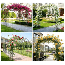 UMJIGF Garden Arch Trellis for Climbing Plants, Rust-Proof Metal Arbor, Galvanized Steel Frame, Wedding Backdrop Stand for Outdoor Ceremony,Black-3.2x0.4x2.4m