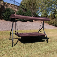 Afuera Living 3 Seat Patio Convertible Swing and Hammock, 86" W x 48" D, Steel Frame, Brown Finish, Adjustable Canopy, Removable Cushions, Flat Bed Option, Modern Style Outdoor Furniture for Backyard